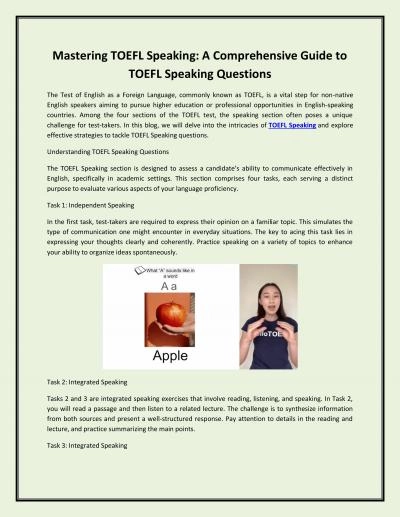 Mastering TOEFL Speaking: A Comprehensive Guide to TOEFL Speaking Questions