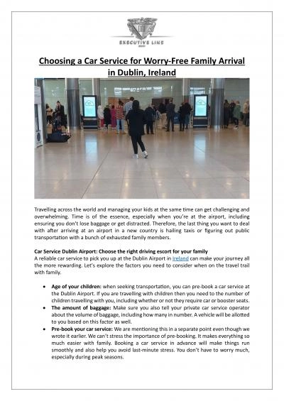 DM Executive Line - Car Service for Family Arrival in Dublin, Ireland
