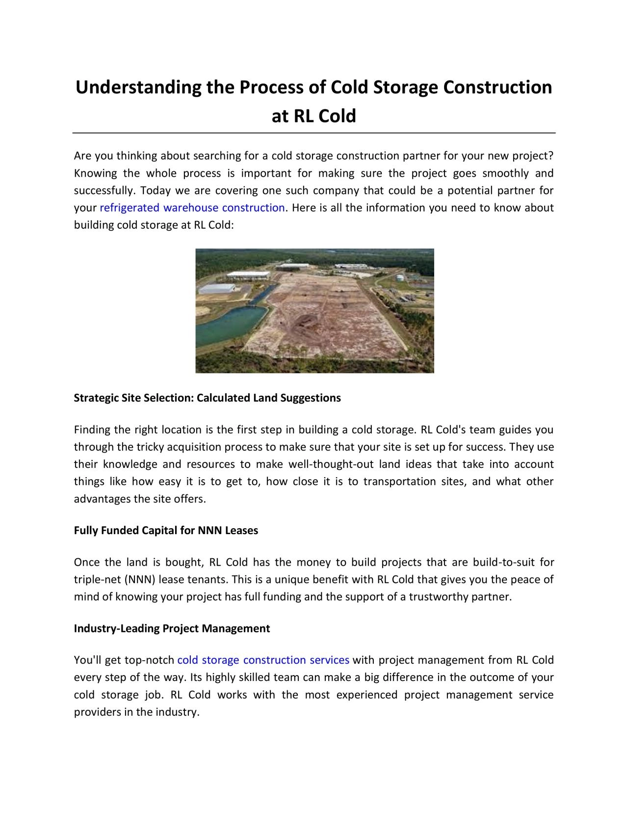 Understanding the Process of Cold Storage Construction at RL Cold