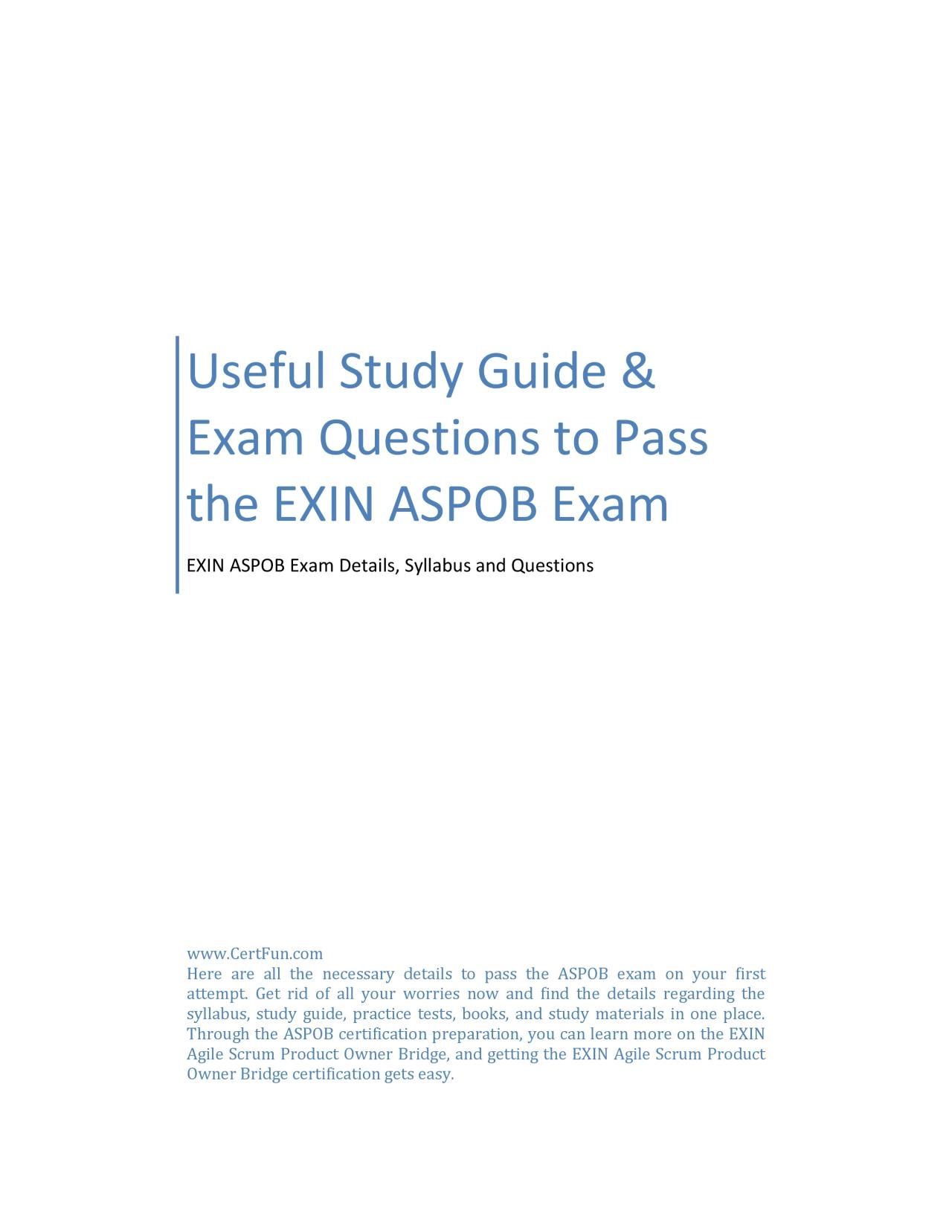 Useful Study Guide & Exam Questions to Pass the EXIN ASPOB Exam
