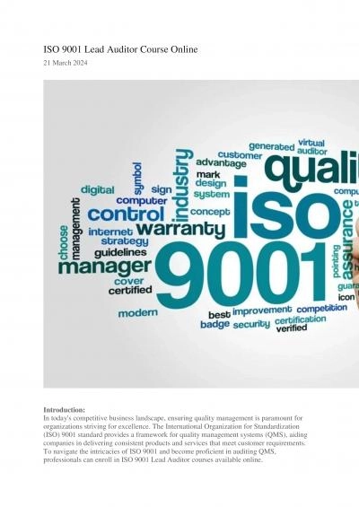 iso 9001 lead auditor course online