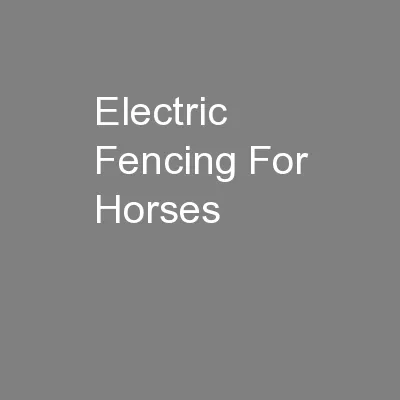 Electric Fencing For Horses