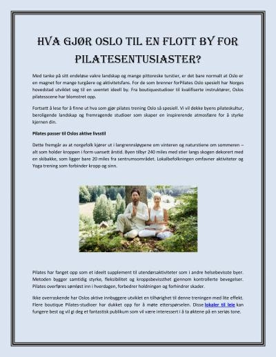 Hva gjør Oslo til en flott by for pilatesentusiaster?