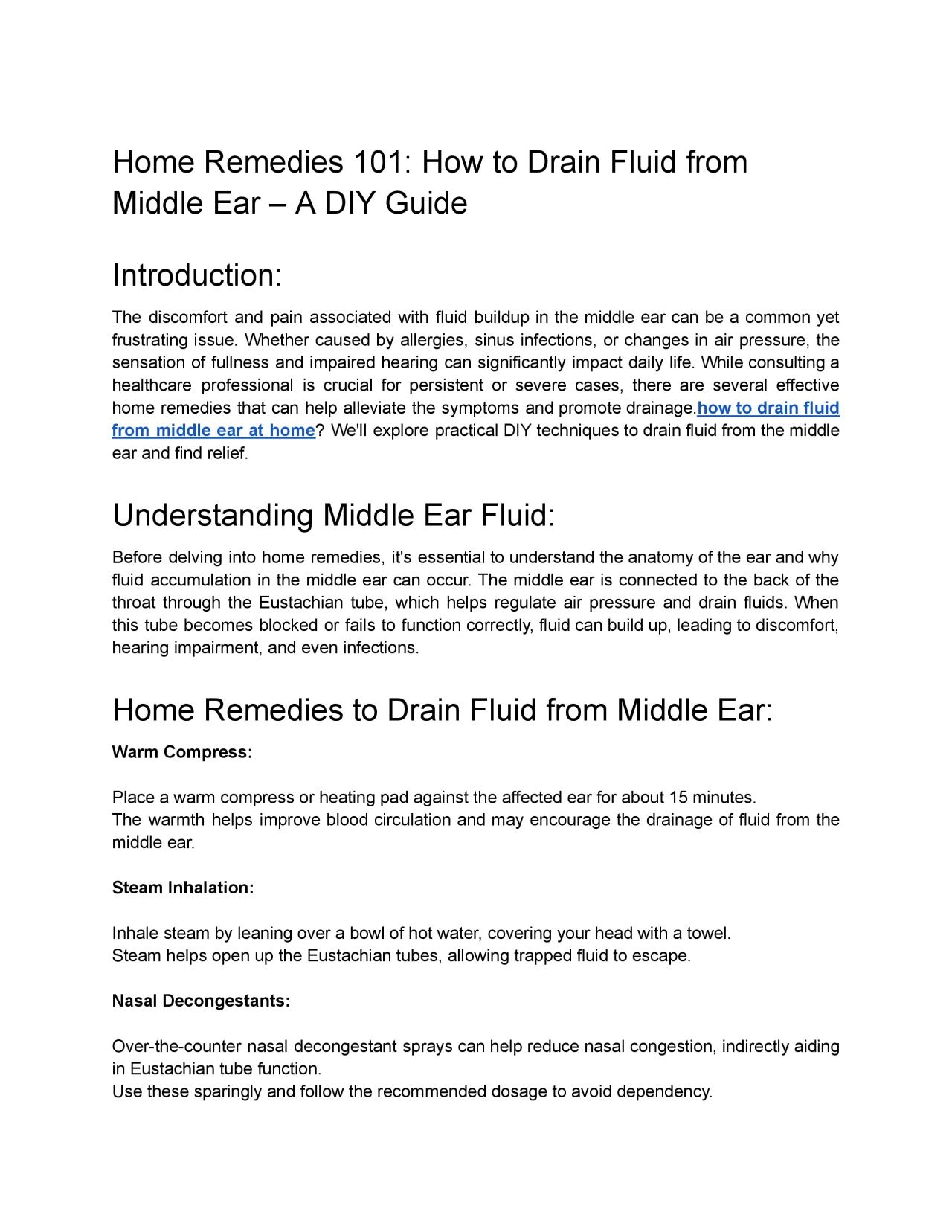 PDF-how to drain fluid from middle ear at home