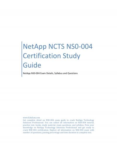 NetApp NCTS NS0-004 Certification Study Guide