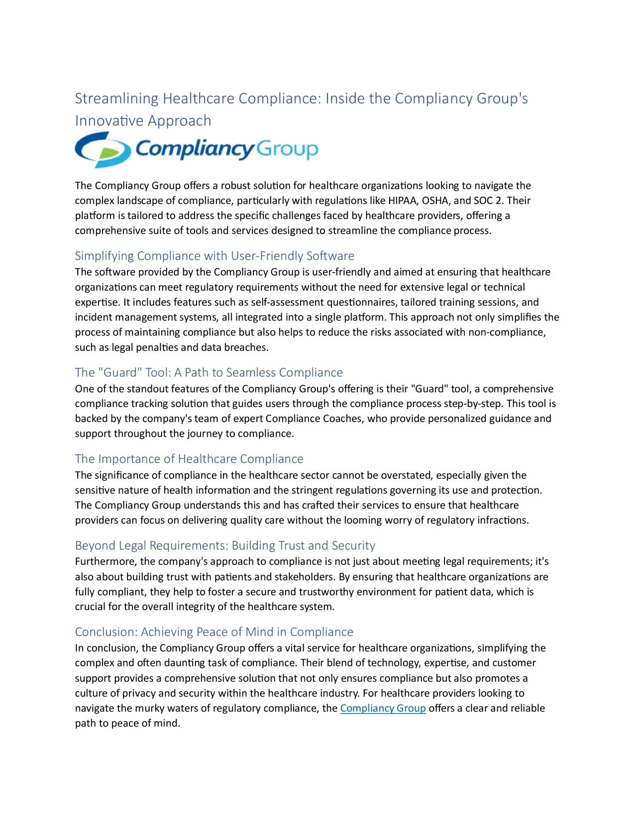 Streamlining Healthcare Compliance: Inside the Compliancy Group\'s Innovative Approach