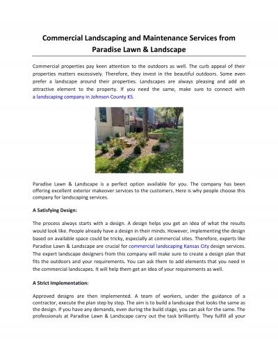 Commercial Landscaping and Maintenance Services from Paradise Lawn & Landscape