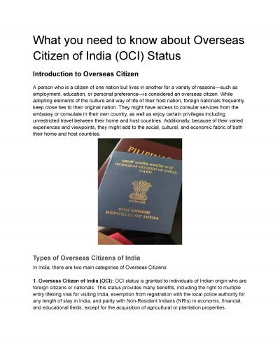 What you need to know about Overseas Citizen of India (OCI) Status