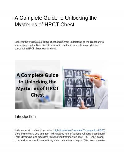 A Complete Guide to Unlocking the Mysteries of HRCT Chest