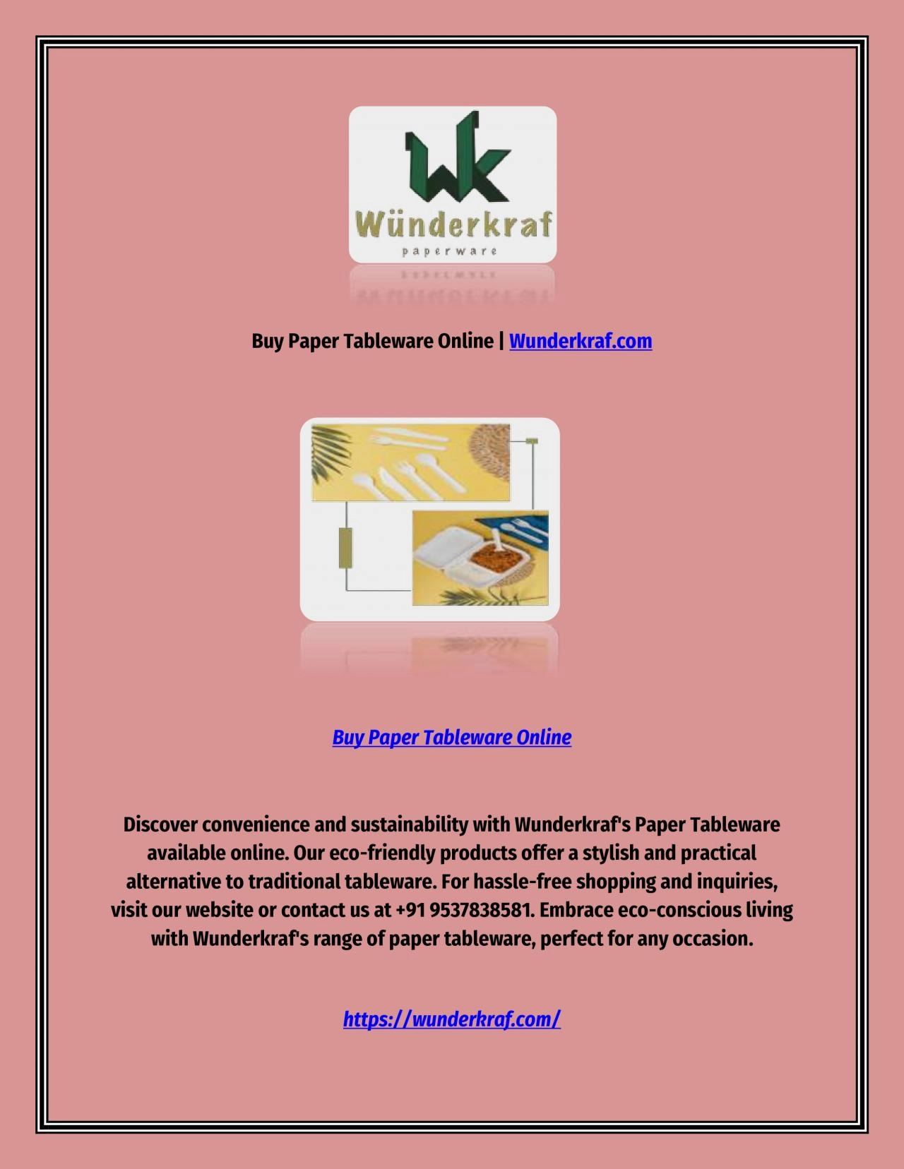 PDF-Buy Paper Tableware Online | Wunderkraf.com