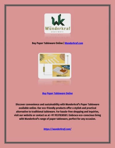 Buy Paper Tableware Online | Wunderkraf.com