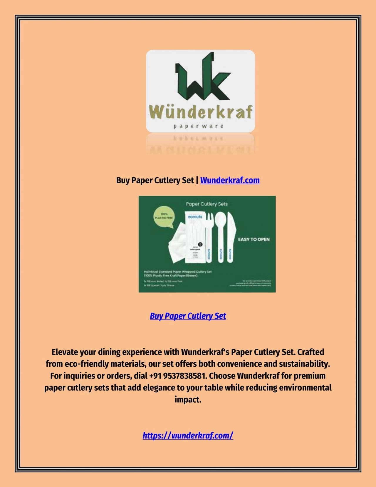 Buy Paper Cutlery Set | Wunderkraf.com