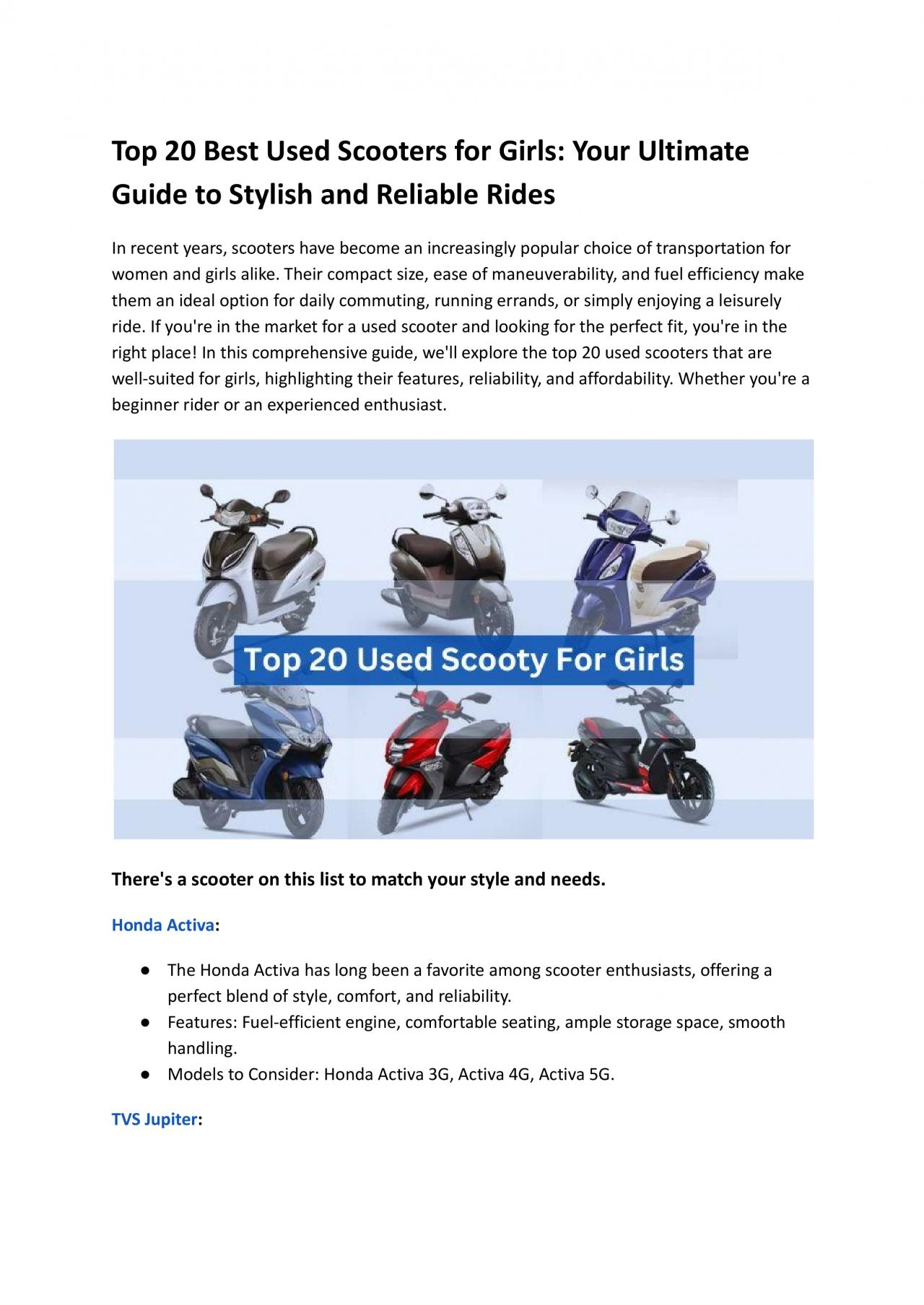 Top 20 Best Used Scooters for Girls