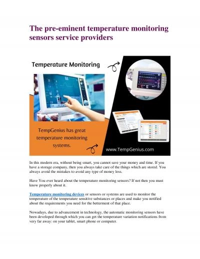 The pre-eminent temperature monitoring sensors service providers