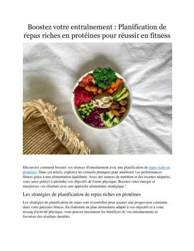 Boostez votre entraînement : Planification de repas riches en protéines pour réussir