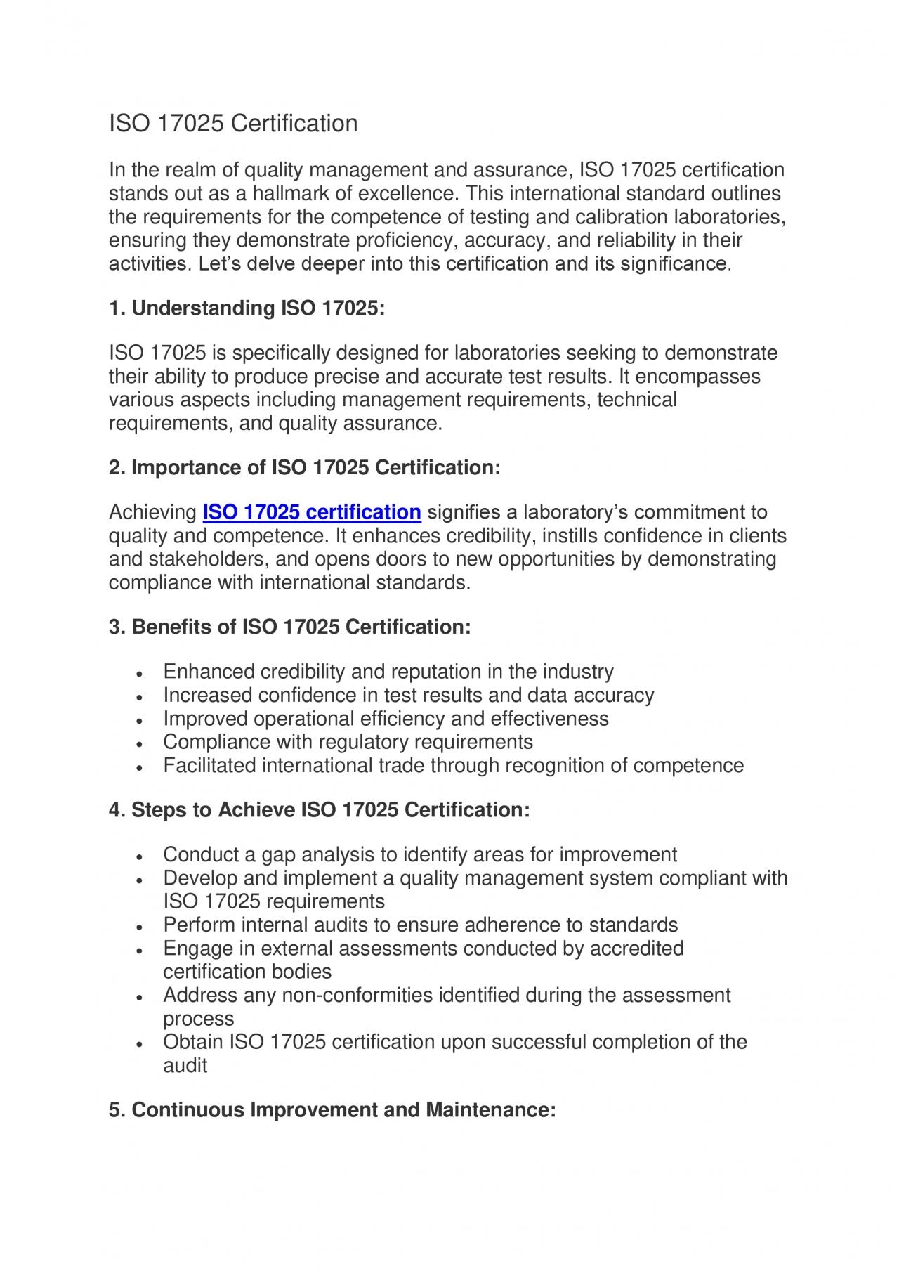 ISO 17025 Certification