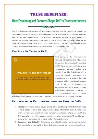 How Psychological Factors Shape DeFi Trustworthiness
