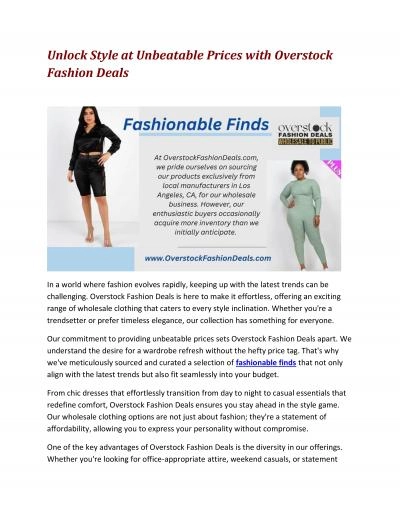 Unlock Style at Unbeatable Prices with Overstock Fashion Deals