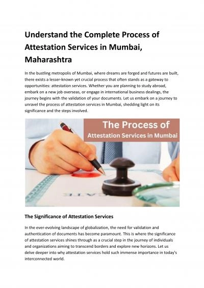 Process of Attestation Services in Mumbai, Maharashtra