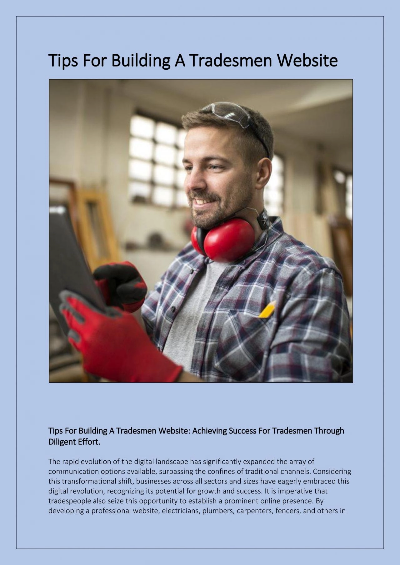 PDF-Tips For Building A Tradesmen Website