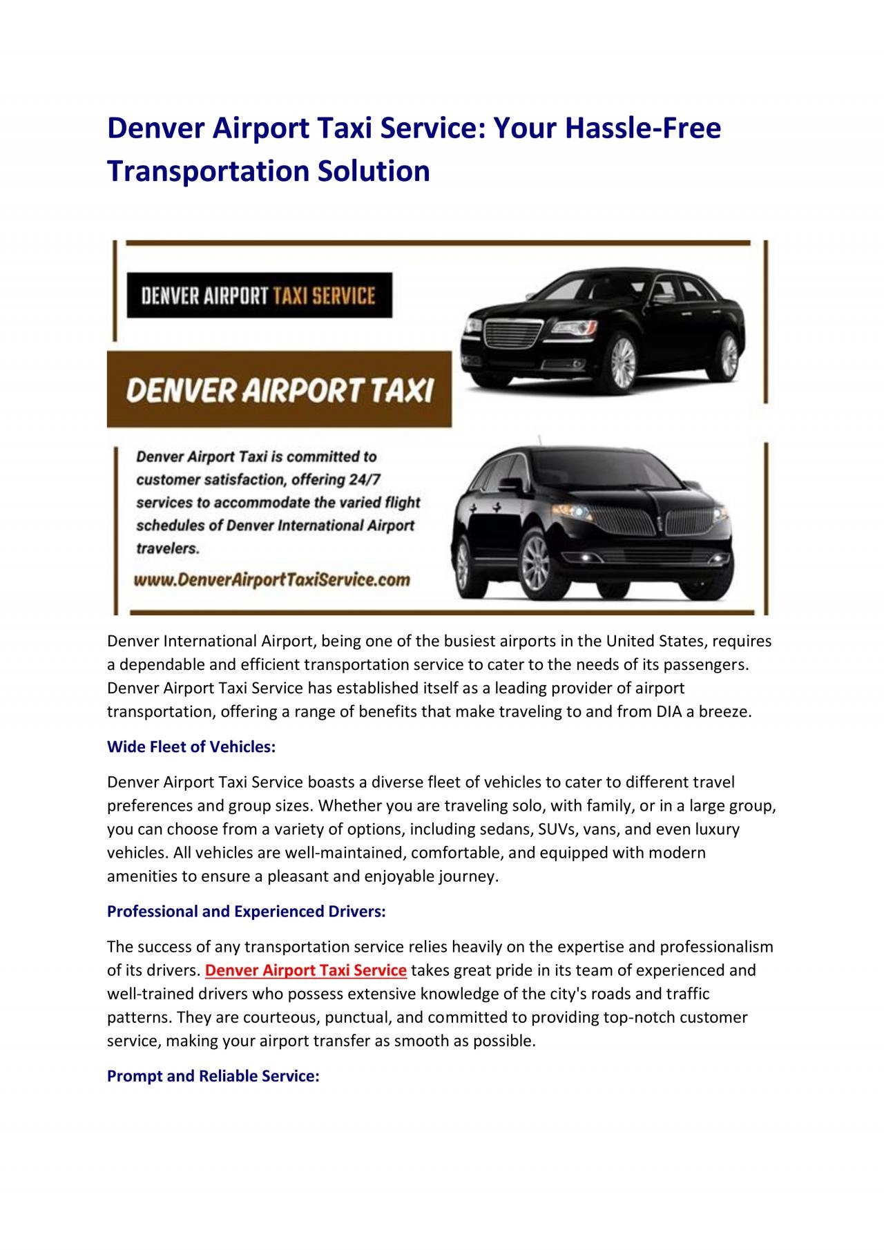 PDF-Denver Airport Taxi Service: Your Hassle-Free Transportation Solution