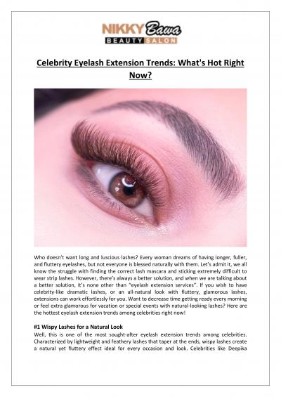 Nikky Bawa Medisalon - Hottest Celebrity Eyelash Extension Trends 