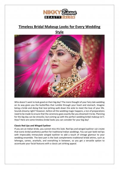 Nikky Bawa Medisalon - Timeless Bridal Makeup Looks for Every Wedding Style