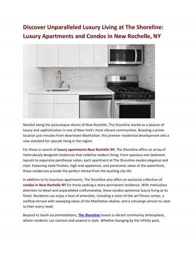 Discover Unparalleled Luxury Living at The Shoreline: Luxury Apartments and Condos in New Rochelle, NY