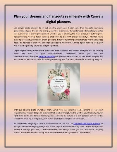 Plan your dreams and hangouts seamlessly with Canva\'s digital planners