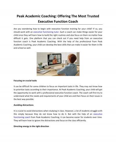 Peak Academic Coaching: Offering The Most Trusted Executive Function Coach