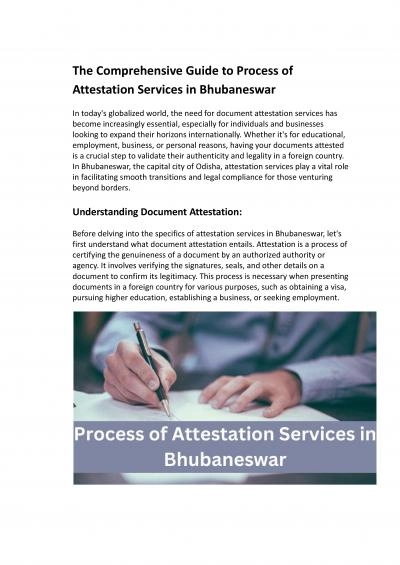 The Comprehensive Guide to Process of Attestation Services in Bhubaneswar