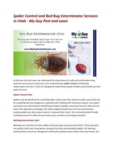Spider Control and Bed Bug Exterminator Services in Utah - My Guy Pest and Lawn
