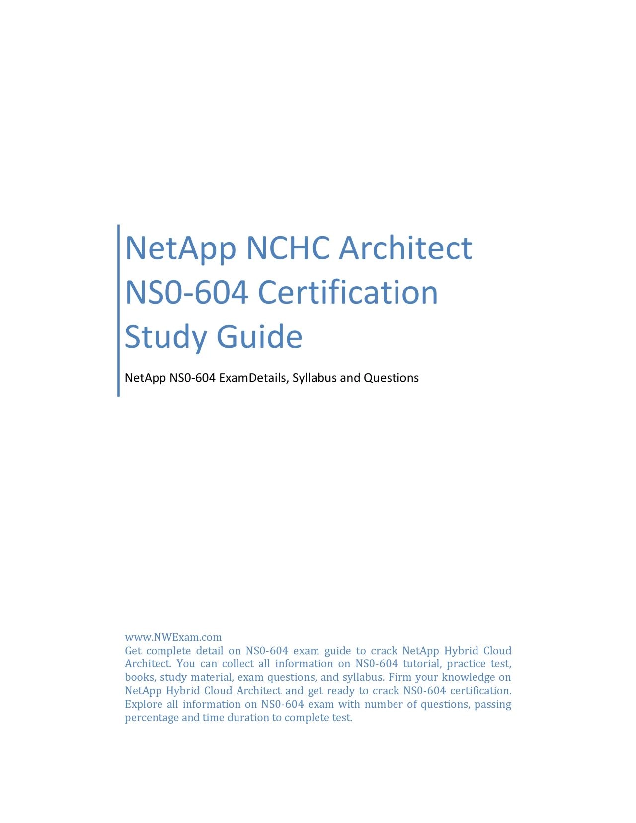 NetApp NCHC Architect NS0-604 Certification Study Guide