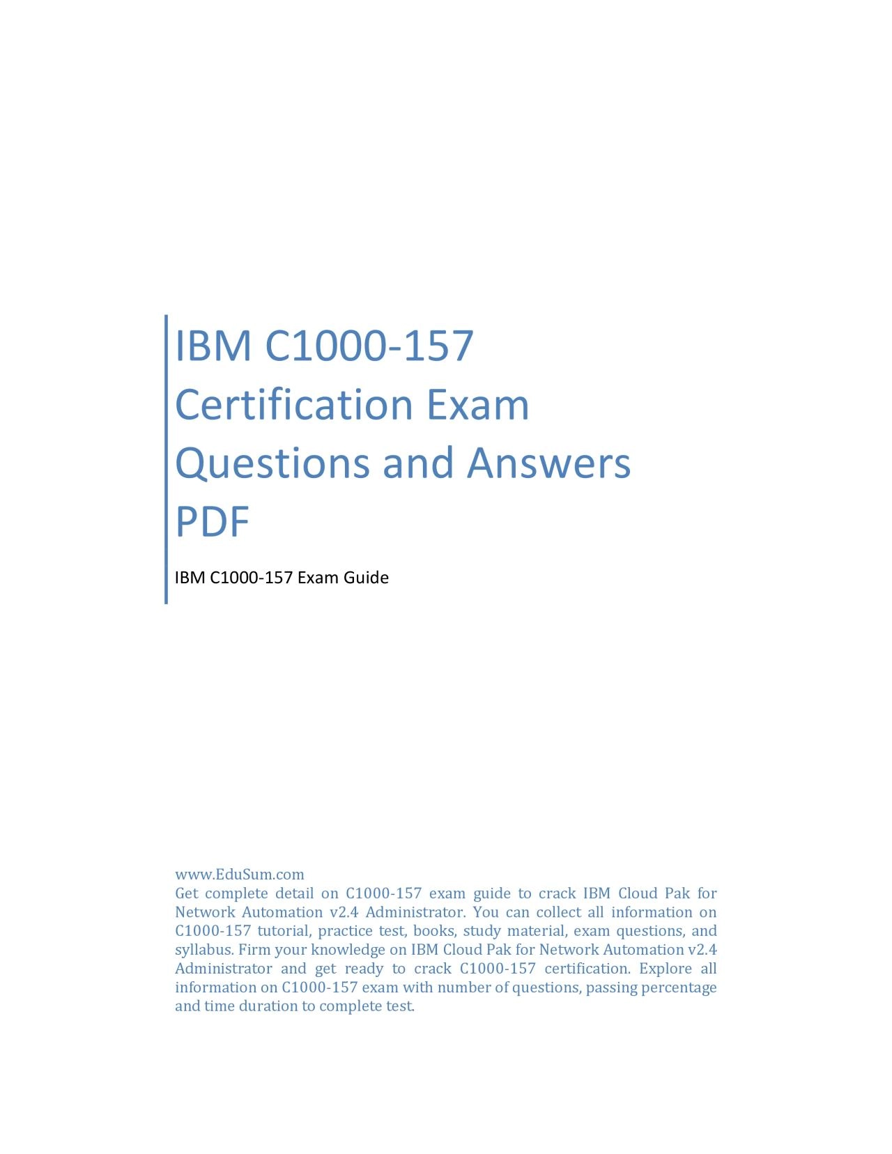 IBM C1000-157 Certification Exam Questions and Answers PDF