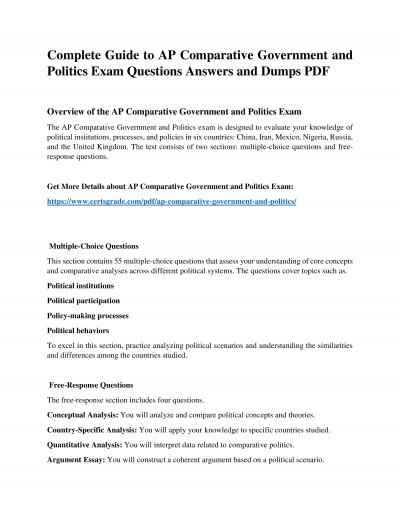 Complete Guide to AP Comparative Government and Politics Exam Questions Answers and Dumps