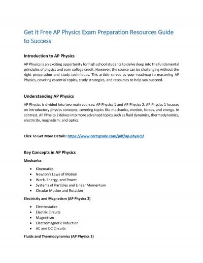 Get It Free AP Physics Exam Preparation Resources Guide to Success