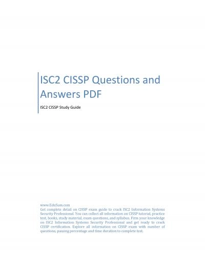 ISC2 CISSP Questions and Answers PDF