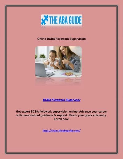 Online BCBA Fieldwork Supervision