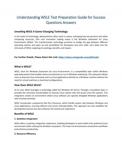Understanding WSLE Test Preparation Guide for Success Questions Answers