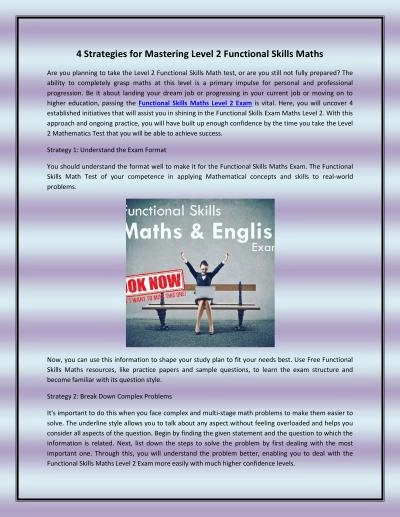 4 Strategies for Mastering Level 2 Functional Skills Maths