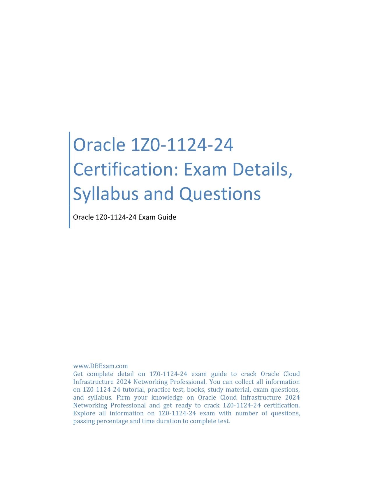 Oracle 1Z0-1124-24 Certification: Exam Details, Syllabus and Questions