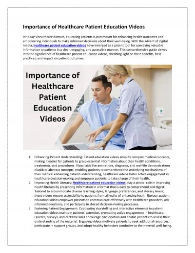 Importance of Healthcare Patient Education Videos