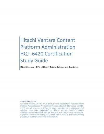Hitachi Vantara Content Platform Administration HQT-6420 Certification Study Guide