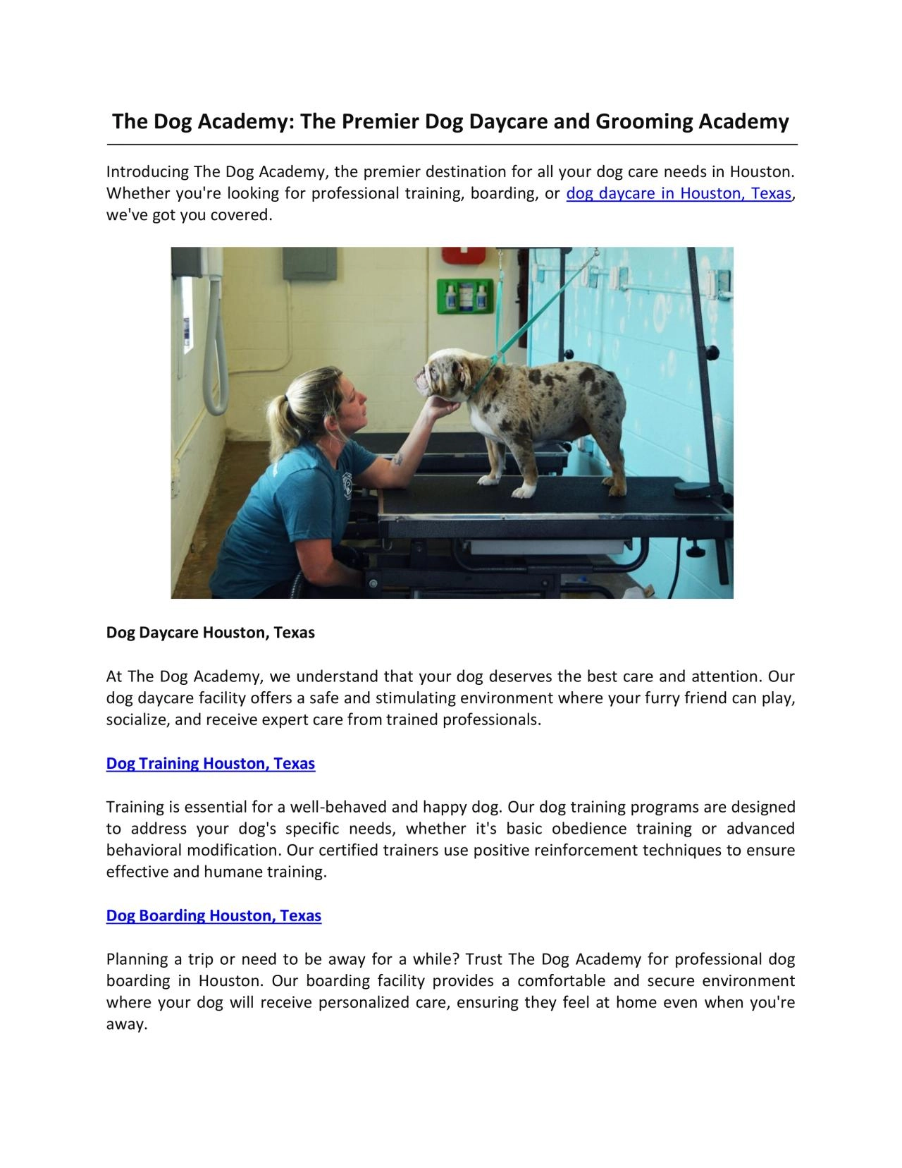 PDF-The Dog Academy: The Premier Dog Daycare and Grooming Academy