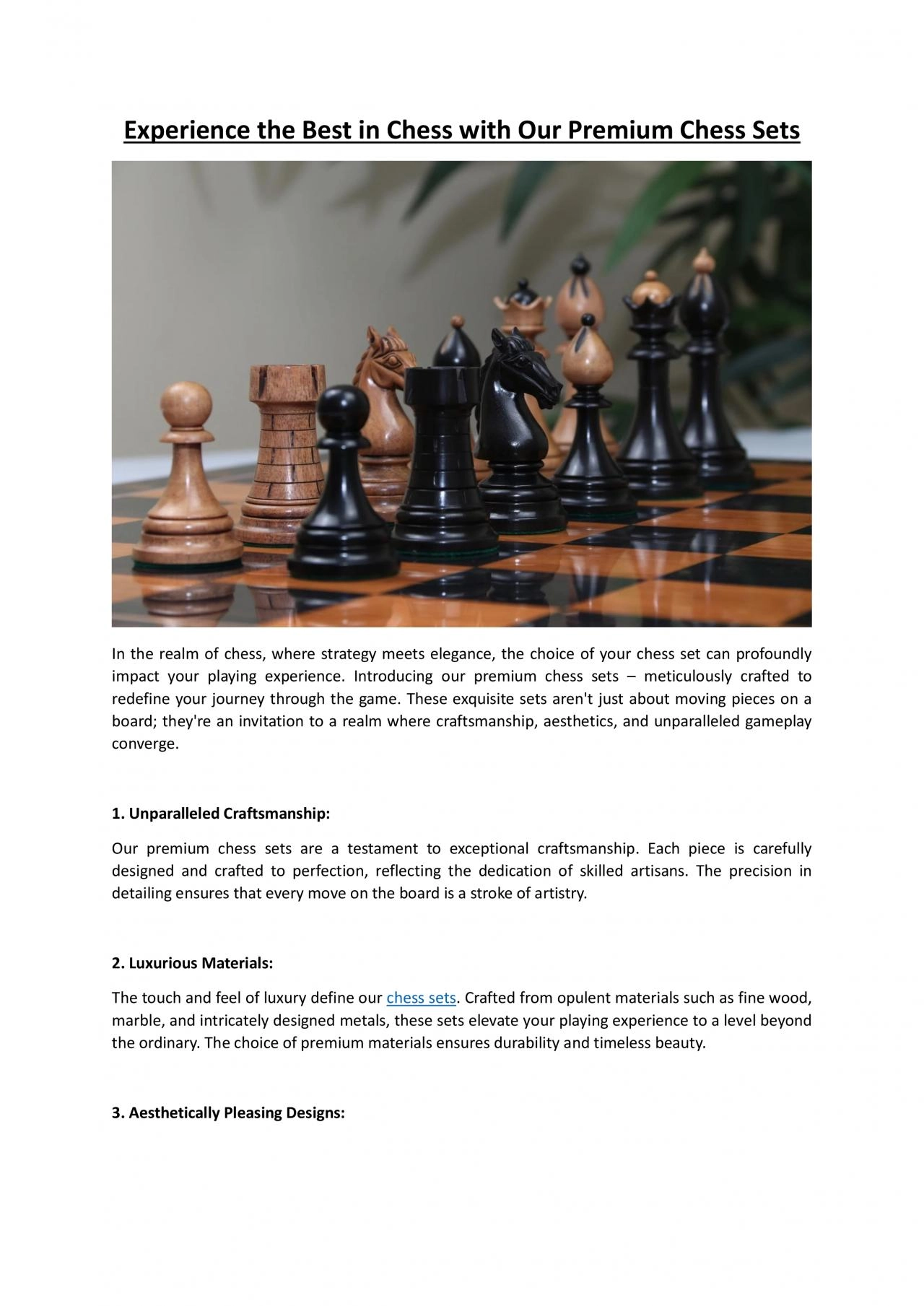 PDF-Experience the Best in Chess with Our Premium Chess Sets