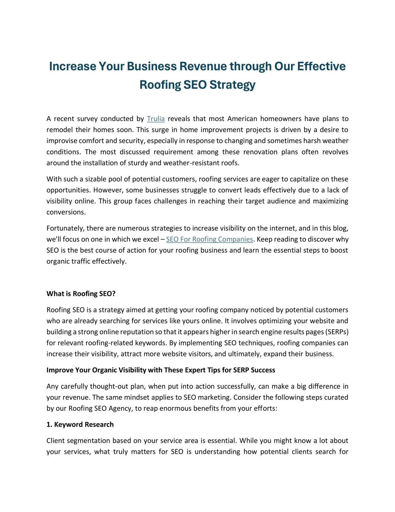 Increase Your Business Revenue through Our Effective Roofing SEO Strategy