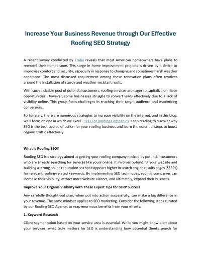 Increase Your Business Revenue through Our Effective Roofing SEO Strategy