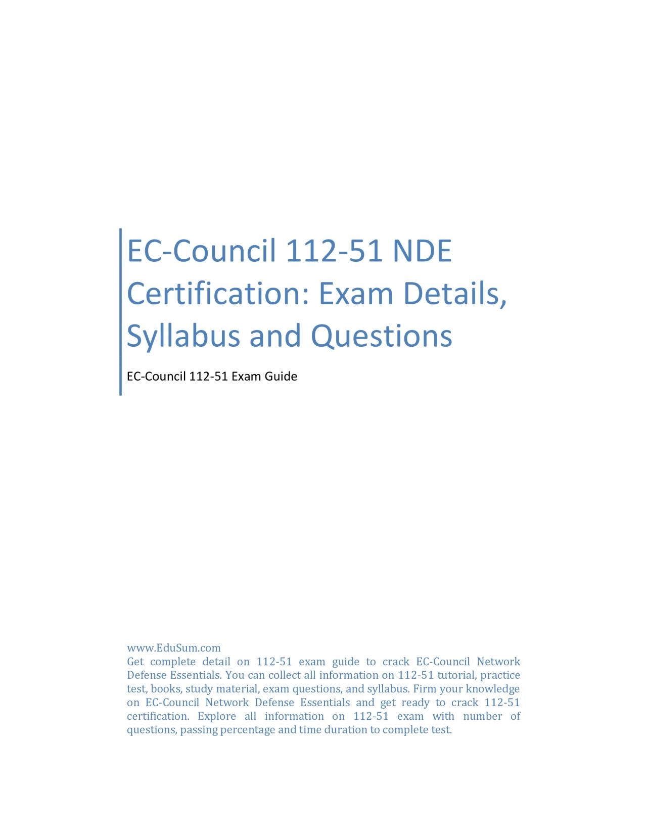 EC-Council 112-51 NDE Certification: Exam Details, Syllabus and Questions