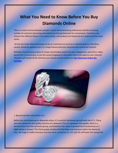 What You Need to Know Before You Buy Diamonds Online