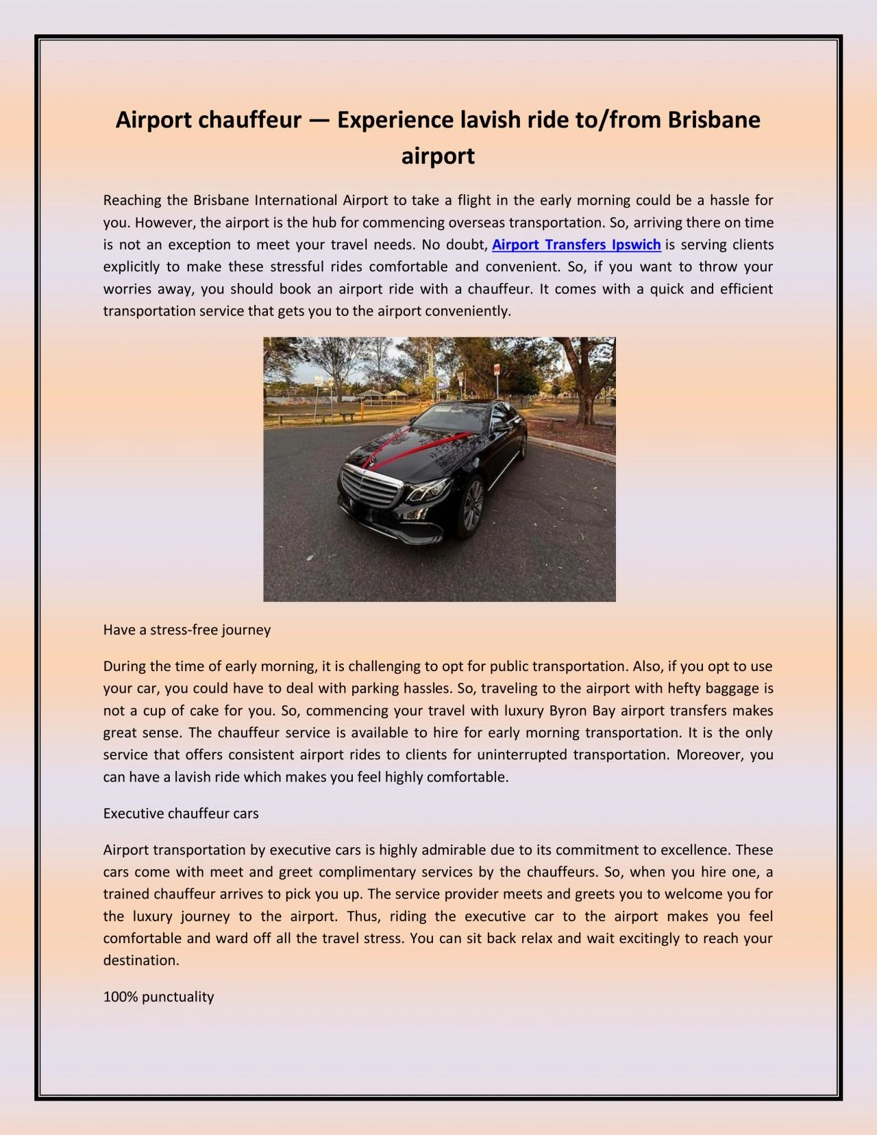 PDF-Airport chauffeur — Experience lavish ride to/from Brisbane airport